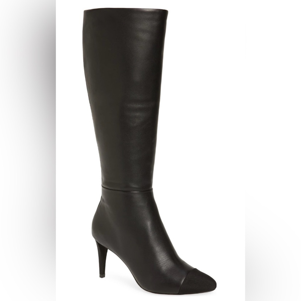 Karl Lagerfeld Boots| Genuine leather boots| cap toe black boots| Black boots